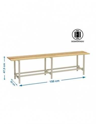 Banco de Vestuario Desmontable Madera 1500 mm | Taquilla metálica SimonLocker para vestuarios y oficinas