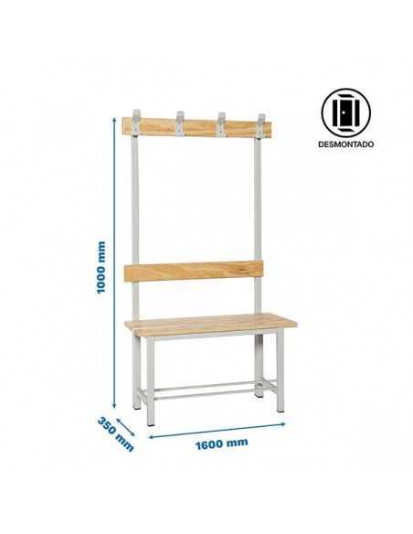 Banco de Vestuario Desmontable Simple sin Repisa 4/1000 | Taquilla metálica SimonLocker para vestuarios y oficinas
