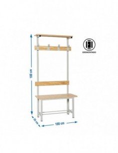 Banco de Vestuario Desmontable Simple con Repisa 4/1000 | Taquilla metálica SimonLocker para vestuarios y oficinas