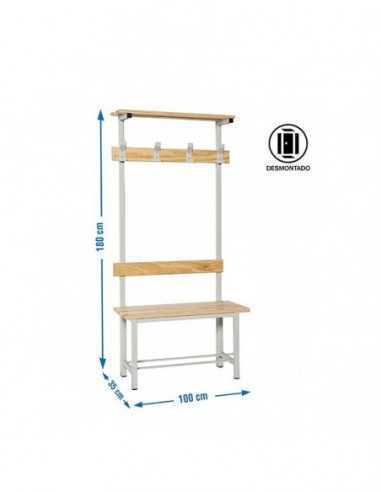 Banco de Vestuario Desmontable Simple con Repisa 4/1000 | Taquilla metálica SimonLocker para vestuarios y oficinas