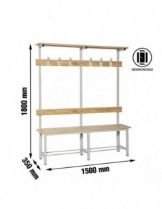 Banco de Vestuario Desmontable Simple con Repisa 6/1500 | Taquilla metálica SimonLocker para vestuarios y oficinas