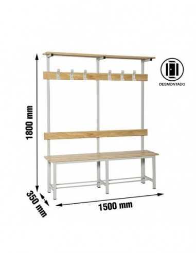 Banco de Vestuario Desmontable Simple con Repisa 6/1500 | Taquilla metálica SimonLocker para vestuarios y oficinas