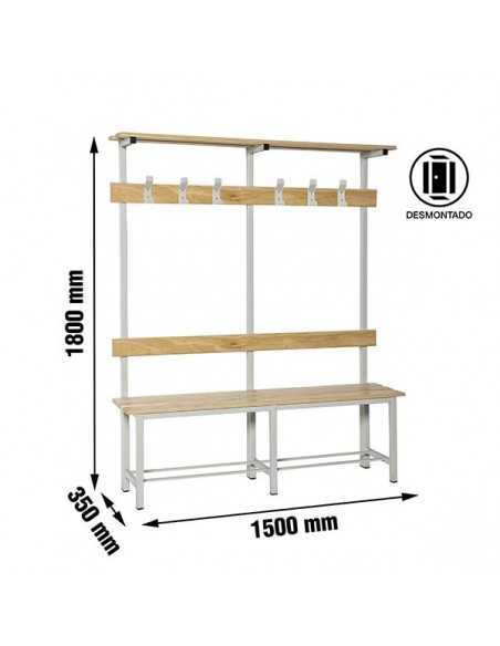 Banco de Vestuario Desmontable Simple con Repisa 6/1500 | Taquilla metálica SimonLocker para vestuarios y oficinas
