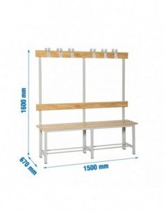 Banco de Vestuario Desmontable Doble sin Repisa 12/1500 | Taquilla metálica SimonLocker para vestuarios y oficinas