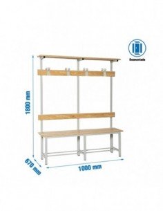 Banco de Vestuario Desmontable Doble con Repisa 8/1000 | Taquilla metálica SimonLocker para vestuarios y oficinas