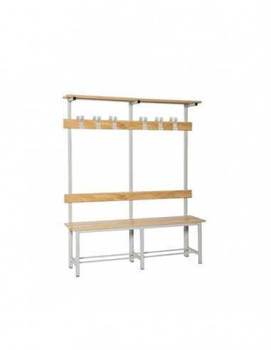 Banco de Vestuario Desmontable Doble con Repisa 8/1000 | Taquilla metálica SimonLocker para vestuarios y oficinas