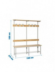 Banco de Vestuario Desmontable Doble con Repisa 12/1500 | Taquilla metálica SimonLocker para vestuarios y oficinas