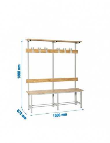 Banco de Vestuario Desmontable Doble con Repisa 12/1500 | Taquilla metálica SimonLocker para vestuarios y oficinas