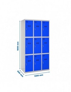 Armario Taquilla SIMON LOCKER Profesional Monobloque 3 Puerta 3/9 400 (1200) Gris/Azul | Taquilla metálica SimonLocker para vest