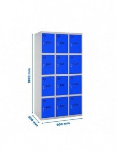 Armario Taquilla SIMON LOCKER Profesional Monobloque 4 Puerta 3/12 300 (900) Gris/Azul | Taquilla metálica SimonLocker para vest