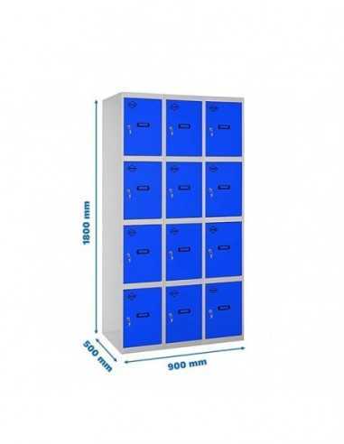 Armario Taquilla SIMON LOCKER Profesional Monobloque 4 Puerta 3/12 300 (900) Gris/Azul | Taquilla metálica SimonLocker para vest