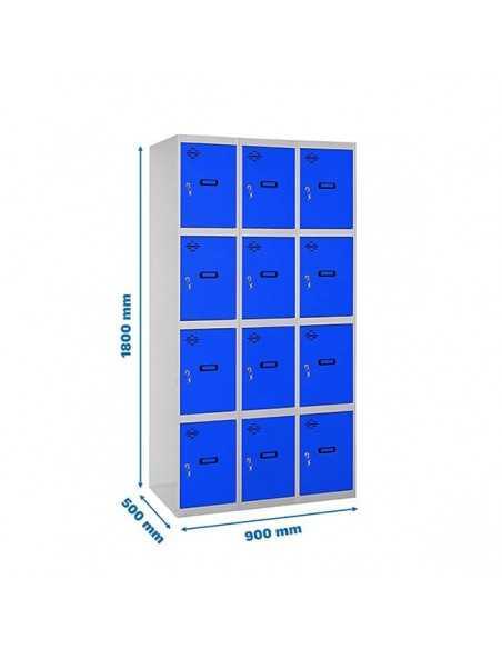 Armario Taquilla SIMON LOCKER Profesional Monobloque 4 Puerta 3/12 300 (900) Gris/Azul | Taquilla metálica SimonLocker para vest