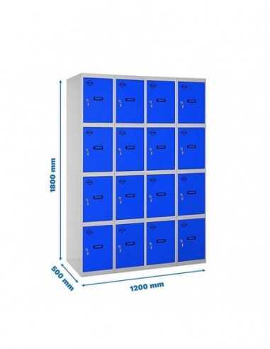 Armario Taquilla SIMON LOCKER Profesional Monobloque 4 Puerta 4/16 300 (1200)Gris/Azul | Taquilla metálica SimonLocker para vest