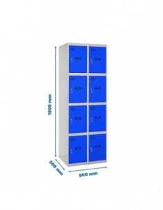 Armario Taquilla SIMON LOCKER Profesional Monobloque 4 Puerta 2/8 400 (800) Gris/Azul | Taquilla metálica SimonLocker para vestu