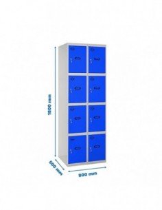 Armario Taquilla SIMON LOCKER Profesional Monobloque 4 Puerta 2/8 400 (800) Gris/Azul | Taquilla metálica SimonLocker para vestu