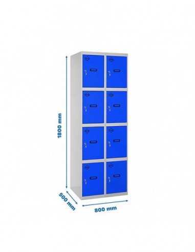 Armario Taquilla SIMON LOCKER Profesional Monobloque 4 Puerta 2/8 400 (800) Gris/Azul | Taquilla metálica SimonLocker para vestu