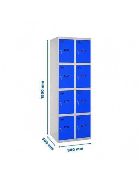 Armario Taquilla SIMON LOCKER Profesional Monobloque 4 Puerta 2/8 400 (800) Gris/Azul | Taquilla metálica SimonLocker para vestu