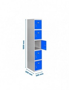 Armario Taquilla SIMON LOCKER Profesional Monobloque 5 Puerta 1/5 300 Gris/Azul | Taquilla metálica SimonLocker para vestuarios 