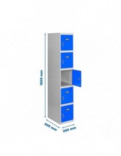 Armario Taquilla SIMON LOCKER Profesional Monobloque 5 Puerta 1/5 300 Gris/Azul | Taquilla metálica SimonLocker para vestuarios 