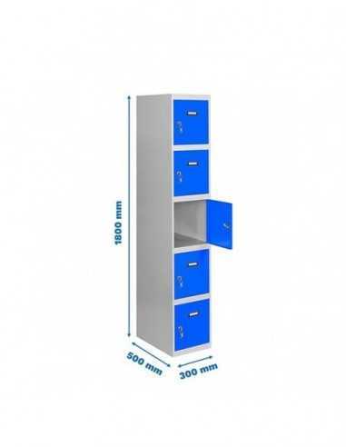 Armario Taquilla SIMON LOCKER Profesional Monobloque 5 Puerta 1/5 300 Gris/Azul | Taquilla metálica SimonLocker para vestuarios 