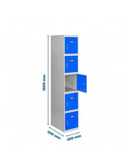 Armario Taquilla SIMON LOCKER Profesional Monobloque 5 Puerta 1/5 300 Gris/Azul | Taquilla metálica SimonLocker para vestuarios 