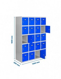 Armario Taquilla SIMON LOCKER Profesional Monobloque 5 Puerta 4/20 300 (1200)Gris/Azul | Taquilla metálica SimonLocker para vest