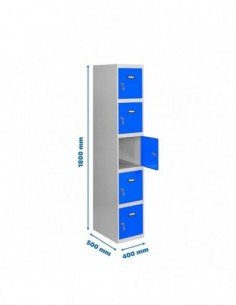 Armario Taquilla SIMON LOCKER Profesional Monobloque 5 Puerta 1/5 400 Gris/Azul | Taquilla metálica SimonLocker para vestuarios 