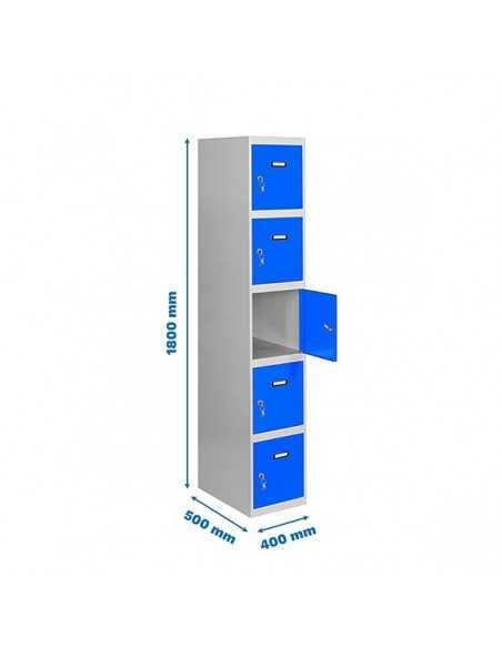 Armario Taquilla SIMON LOCKER Profesional Monobloque 5 Puerta 1/5 400 Gris/Azul | Taquilla metálica SimonLocker para vestuarios 