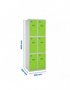 Locker SIMON Profesional Monobloque 3 Puerta 2/6 300 (600) Gris/Verde | Taquilla metálica SimonLocker para vestuarios y oficinas