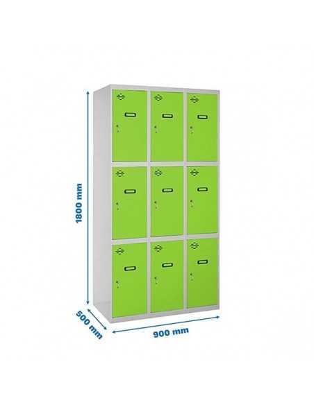 Locker SIMON Profesional Monobloque 3 Puerta 3/9 300 (900) Gris/Verde | Taquilla metálica SimonLocker para vestuarios y oficinas