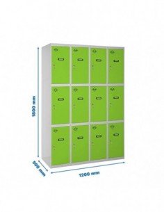 Locker SIMON Profesional Monobloque 3 Puerta 4/12 300 (1200)Gris/Verde | Taquilla metálica SimonLocker para vestuarios y oficina