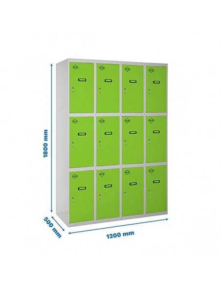 Locker SIMON Profesional Monobloque 3 Puerta 4/12 300 (1200)Gris/Verde | Taquilla metálica SimonLocker para vestuarios y oficina