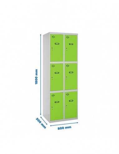 Locker SIMON Profesional Monobloque 3 Puerta 2/6 400 (800) Gris/Verde | Taquilla metálica SimonLocker para vestuarios y oficinas