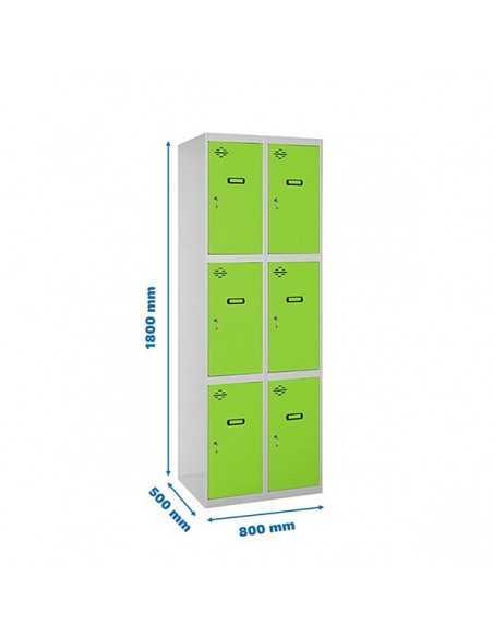 Locker SIMON Profesional Monobloque 3 Puerta 2/6 400 (800) Gris/Verde | Taquilla metálica SimonLocker para vestuarios y oficinas