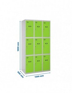 Locker SIMON Profesional Monobloque 3 Puerta 3/9 400 (1200) Gris/Verde | Taquilla metálica SimonLocker para vestuarios y oficina