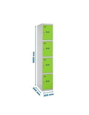 Locker SIMON Profesional Monobloque 4 Puerta 1/4 300 Gris/Verde | Taquilla metálica SimonLocker para vestuarios y oficinas