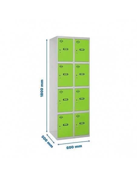 Locker SIMON Profesional Monobloque 4 Puerta 2/8 300 (600) Gris/Verde | Taquilla metálica SimonLocker para vestuarios y oficinas