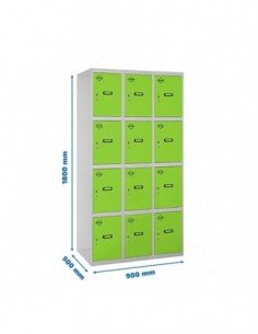 Armario Taquilla SIMON LOCKER Profesional Monobloque 4 Puerta 3/12 300 (900) Gris/Verde | Taquilla metálica SimonLocker para ves