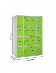 Armario Taquilla SIMON LOCKER Profesional Monobloque 4 Puerta 4/16 300 (1200)Gris/Verde | Taquilla metálica SimonLocker para ves