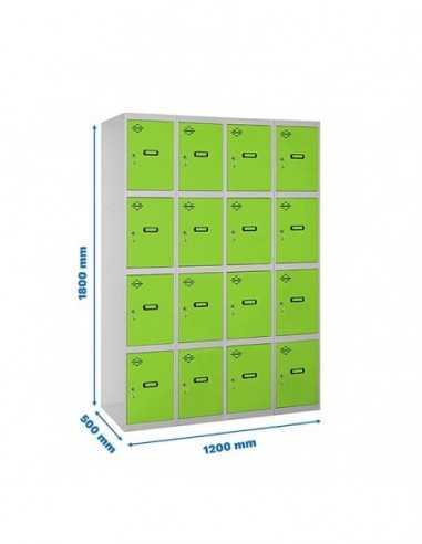 Armario Taquilla SIMON LOCKER Profesional Monobloque 4 Puerta 4/16 300 (1200)Gris/Verde | Taquilla metálica SimonLocker para ves