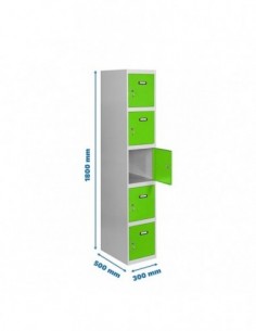Armario Taquilla SIMON LOCKER Profesional Monobloque 5 Puerta 1/5 300 Gris/Verde | Taquilla metálica SimonLocker para vestuarios