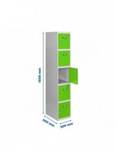 Armario Taquilla SIMON LOCKER Profesional Monobloque 5 Puerta 1/5 300 Gris/Verde | Taquilla metálica SimonLocker para vestuarios