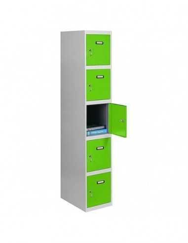 Armario Taquilla SIMON LOCKER Profesional Monobloque 5 Puerta 1/5 300 Gris/Verde | Taquilla metálica SimonLocker para vestuarios