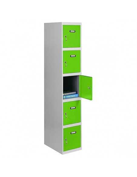 Armario Taquilla SIMON LOCKER Profesional Monobloque 5 Puerta 1/5 300 Gris/Verde | Taquilla metálica SimonLocker para vestuarios
