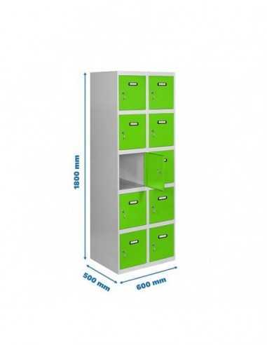 Armario Taquilla SIMON LOCKER Profesional Monobloque 5 Puerta 2/10 300 (600) Gris/Verde | Taquilla metálica SimonLocker para ves
