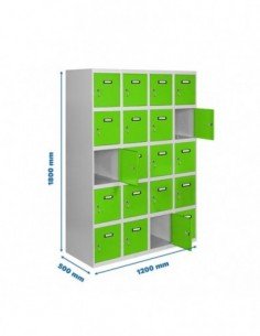 Armario Taquilla SIMON LOCKER Profesional Monobloque 5 Puerta 4/20 300 (1200)Gris/Verde | Taquilla metálica SimonLocker para ves