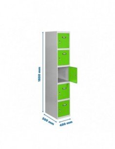 Armario Taquilla SIMON LOCKER Profesional Monobloque 5 Puerta 1/5 400 Gris/Verde | Taquilla metálica SimonLocker para vestuarios