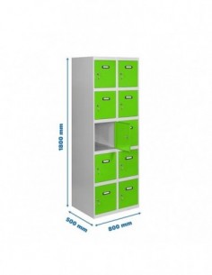 Armario Taquilla SIMON LOCKER Profesional Monobloque 5 Puerta 2/10 400 (800) Gris/Verde | Taquilla metálica SimonLocker para ves