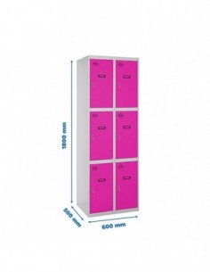 Armario Taquilla SIMON LOCKER Profesional Monobloque 3 Puerta 2/6 300 (600) Gris/Rosa | Taquilla metálica SimonLocker para vestu