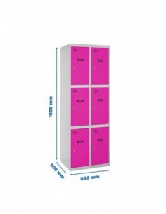 Armario Taquilla SIMON LOCKER Profesional Monobloque 3 Puerta 2/6 400 (800) Gris/Rosa | Taquilla metálica SimonLocker para vestu